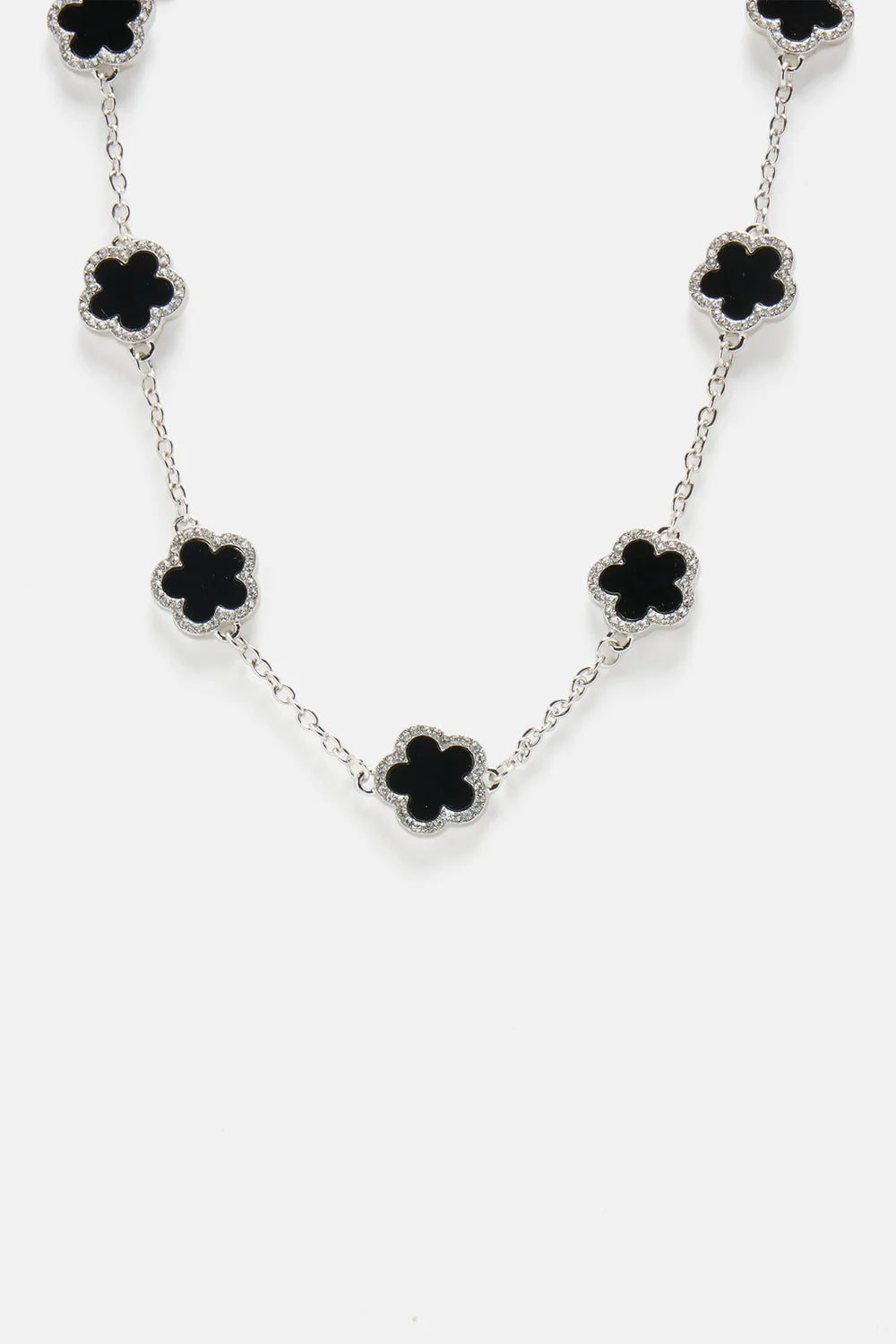 Midnight Bloom Silver Necklace