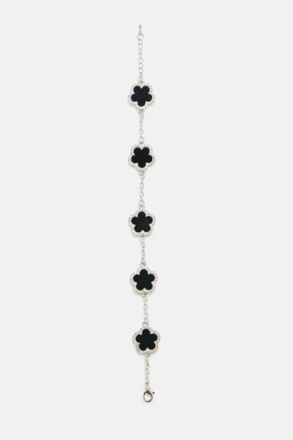 Midnight Bloom Silver Bracelet